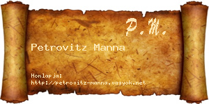 Petrovitz Manna névjegykártya
